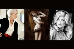 Miranda Priestly from The Devil Wears Prada, Lilith with a snake, and Dolly Parton